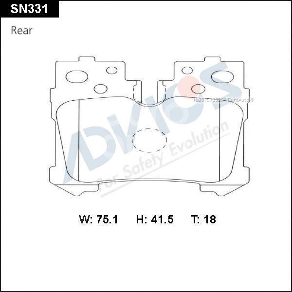ADVICS sn331 - колодки тормозные, толщина 18 мм, ширина 41,5 мм