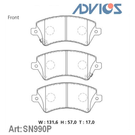 ADVICS sn990p - колодки тормозные, толщина 17 мм, ширина 57 мм