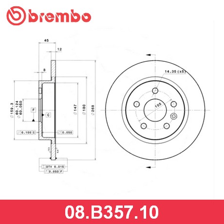 BREMBO Диск тормозной 08B35710