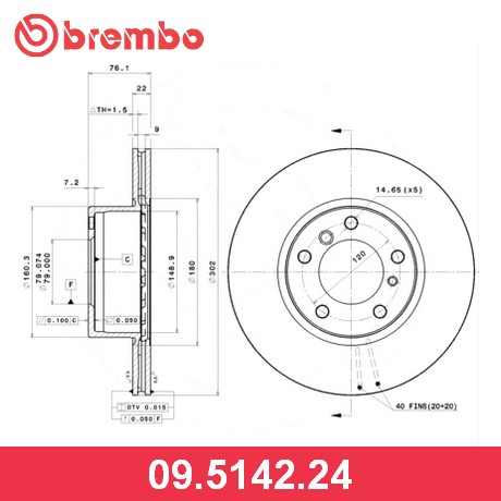 BREMBO Диск тормозной 09514224