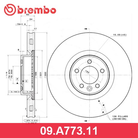 BREMBO Диск тормозной 09A77311
