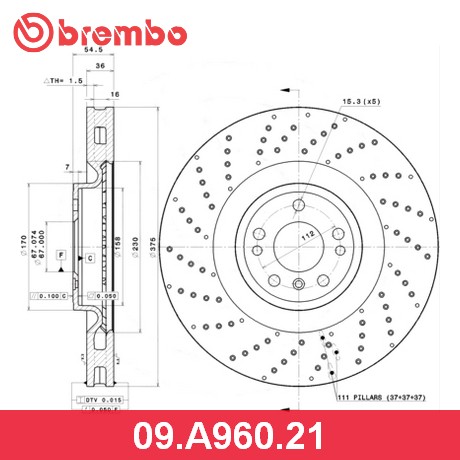 BREMBO Диск тормозной 09A96021