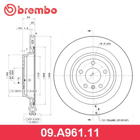 BREMBO Диск тормозной 09A96111