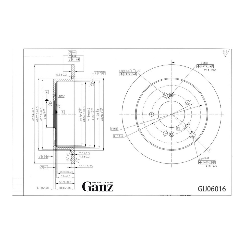 GANZ Диск тормозной GIJ06016