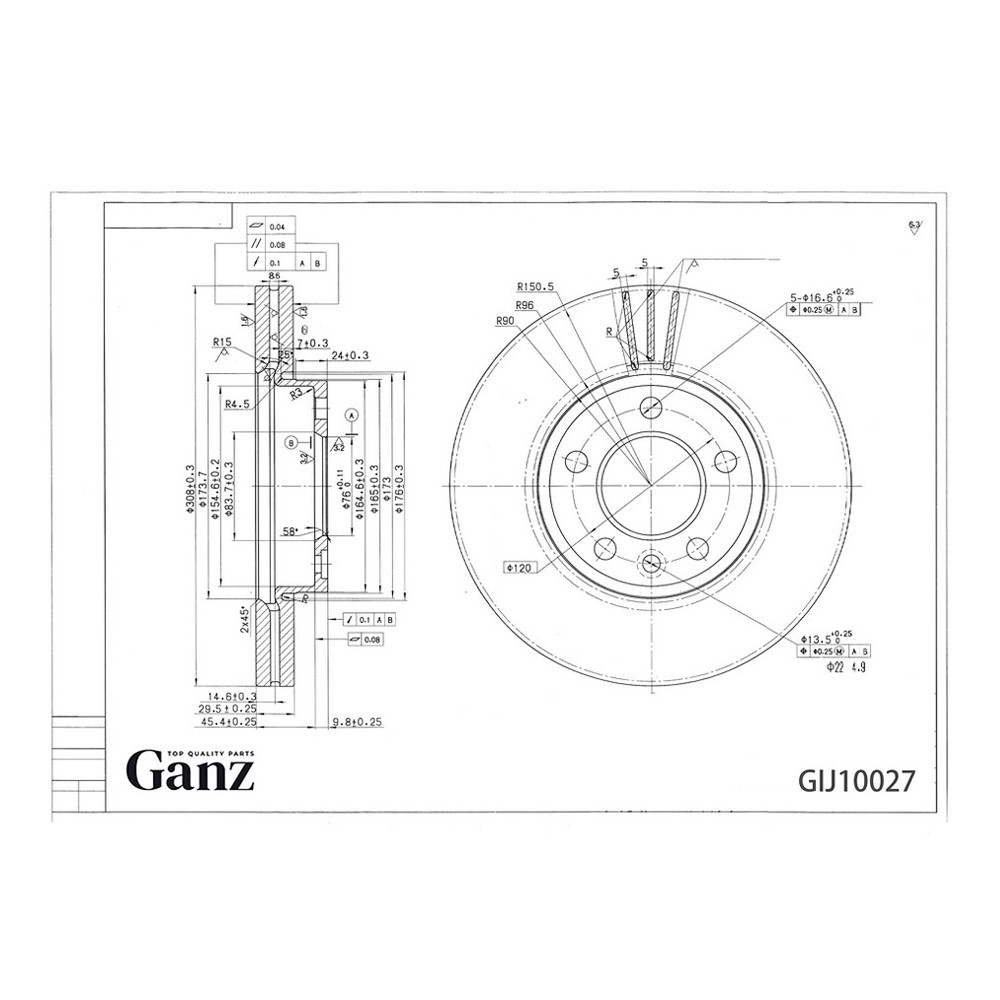 GANZ Диск тормозной GIJ10027