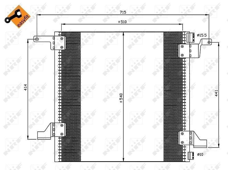 NRF 35526 - радиатор кондиционера, высота 510 мм, толщина 16 мм
