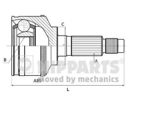 NIPPARTS j2821146 - шРУС, длина 166 мм, количество зубцов 44; 24