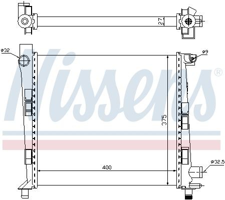NISSENS 62546 - радиатор охлаждения, длина 400 мм, ширина 375 мм