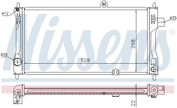 NISSENS 632421 - радиатор охлаждения, длина 528 мм, ширина 268 мм