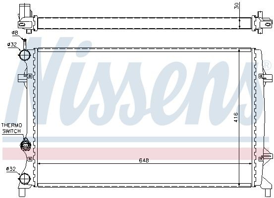 NISSENS 65296 - радиатор охлаждения, длина 650 мм, ширина 410 мм