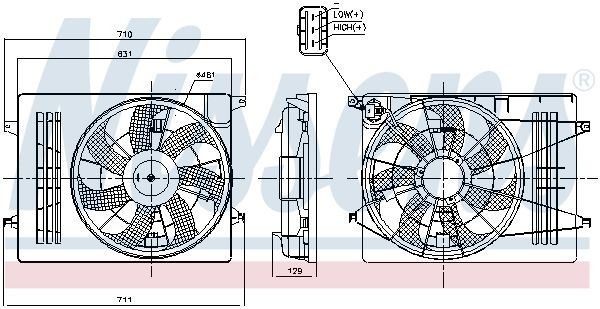 NISSENS 850006 - вентилятор радиатора, диаметр 461 мм, напряжение 12 V