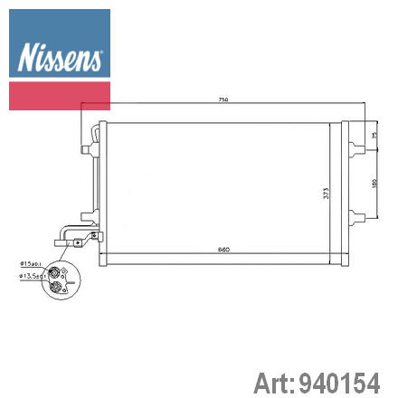 NISSENS 940154 - радиатор кондиционера, длина 660 мм, ширина 373 мм