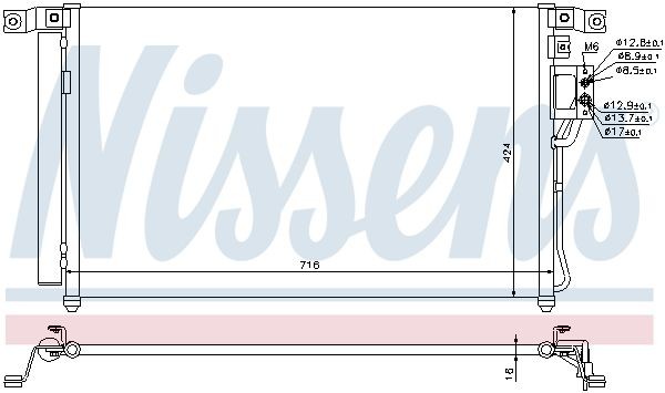 NISSENS 940278 - радиатор кондиционера, длина 675 мм, ширина 425 мм