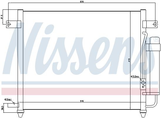 NISSENS 94640 - радиатор кондиционера, длина 545 мм, ширина 415 мм