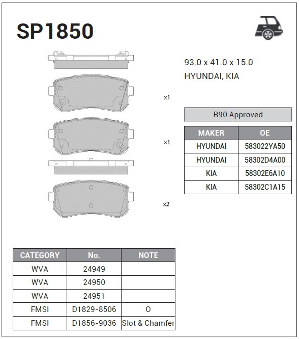 SANGSIN Колодки тормозные SP1850