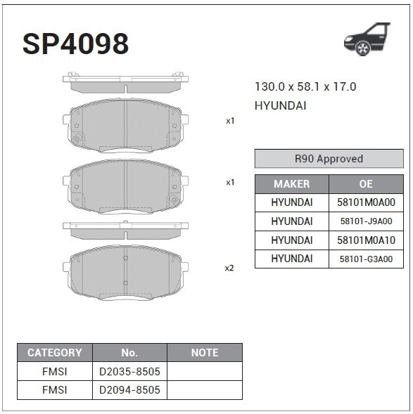 SANGSIN Колодки тормозные SP4098