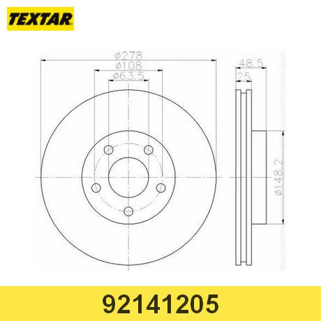 TEXTAR Диск тормозной 92141205