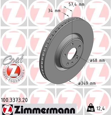 ZIMMERMANN Диск тормозной 100337320