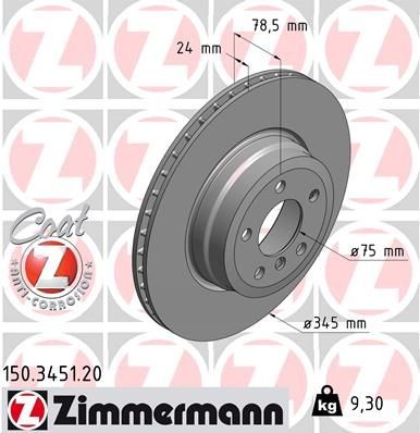 ZIMMERMANN Диск тормозной 150345120