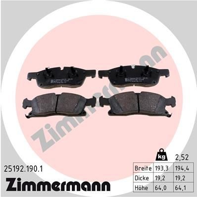 ZIMMERMANN Колодки тормозные 251921901