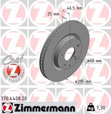 ZIMMERMANN Диск тормозной 370440820